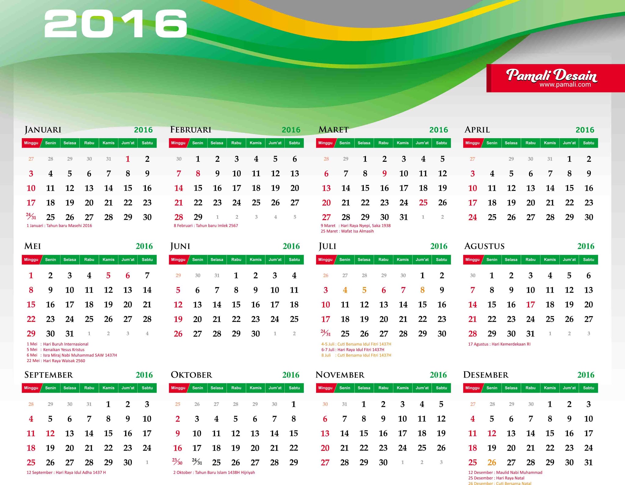 Kalender 2016 pos